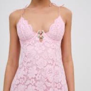 For Love And Lemons pink lace mini dress